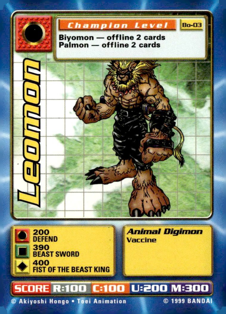 1999 Digimon Digi-Battle Booster Series 1 #BO-03 Leomon