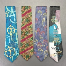 Lot Of 4 Men's Silk Christian Themed Religious Ties Appointed Apparel