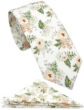 Cotton 2.5-Inch Skinny Floral Tie and Pocket Square Set for Men 02