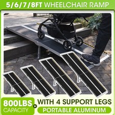 5/6/7/8 FT Wheelchair Ramp Non-Slip Portable Aluminum Ramps with 4 Support Legs