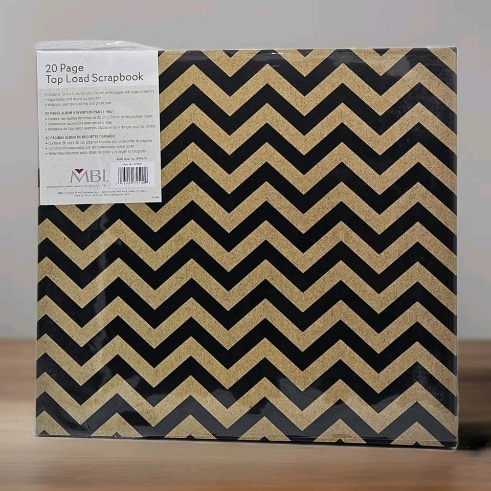20 Page Top Load 12"x12" Scrapbook Photo Album "Brown and Black Squiggle Lines " - Image 2 of 4