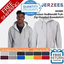    JERZEES Unisex NuBlend Full-Zip Hooded Sweatshirt Pocket Up To 3XL 993MR