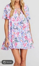 Show Me Your Mumu Women’s Kylie floral lace up detail flounce boho dress XS