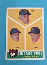 1960 Topps #457 Chicago Cubs Coaches Charlie Root / Lou Klein BASEBALL Card 9E