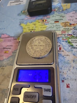 ecu hercule de 1873 - 5 frs - ARGENT 90%-25g-bel etat - TTB +++ - - Photo 1/4