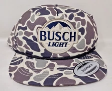 NWOT Busch Light Vintage Camo SnapBack Hat Made in USA