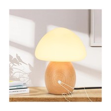 Mushroom Lamp with Touch Control Switch, Small Wooden Table Lamp wi... Fast Ship