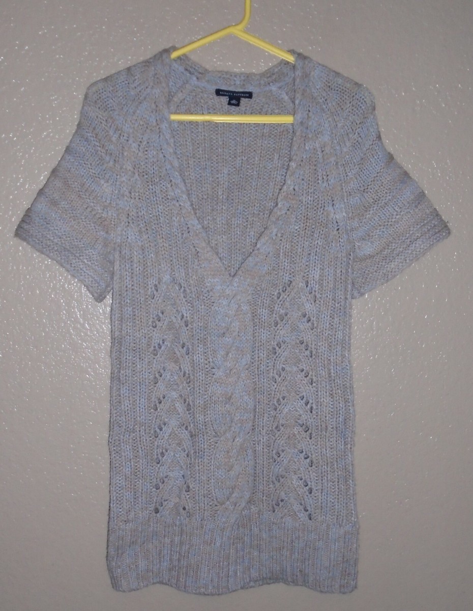 Banana Republic Wool Blend Gray Cable Knit Sweater TUNIC Dress Womens  Medium EUC