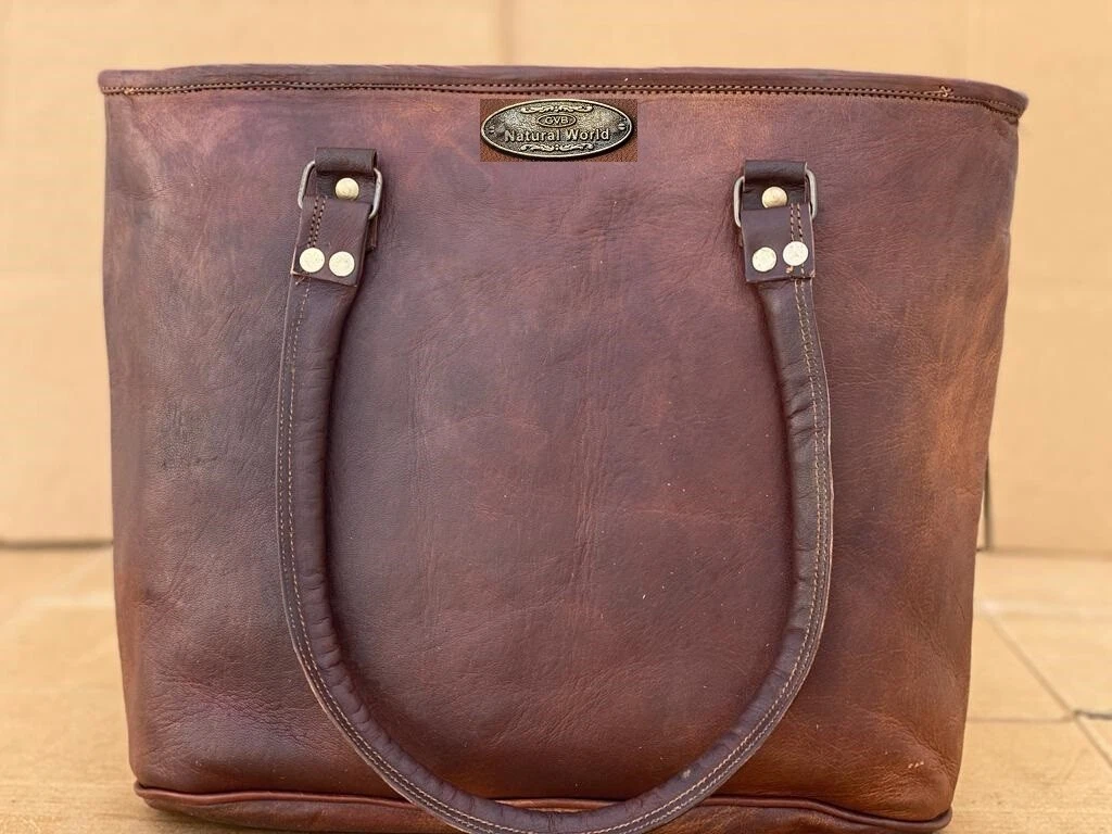 16 Inch Handmade Women Vintage Leather Tote Shoulder Bag Purse (Designer Bag)