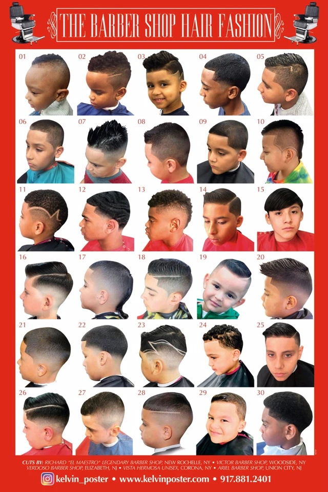 Nuevo Combo de Póster de Barbero con 30 Cortes Modernos Latinos Hombres y Niños Lote Foto 2 de 3