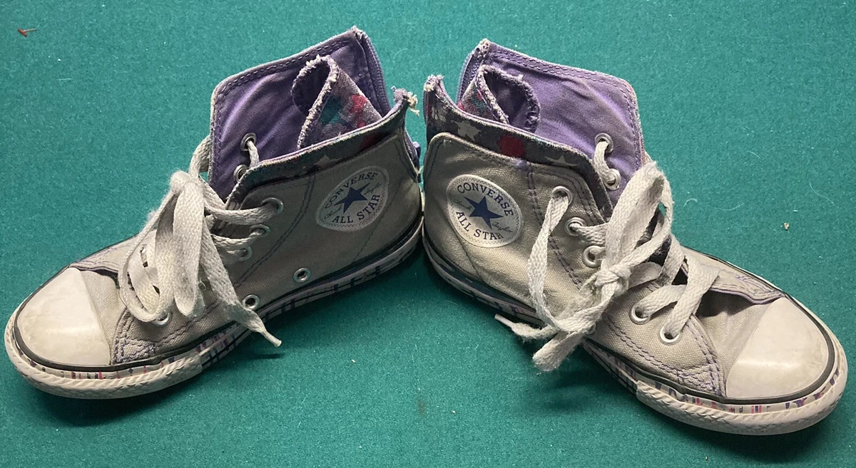 Converse All Star High Top Shoes. Size Junior 12. Zipper Back Purple Gray