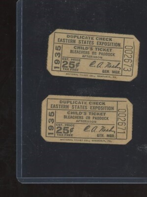 1935 Eastern States BIG E Exhibition Tickets