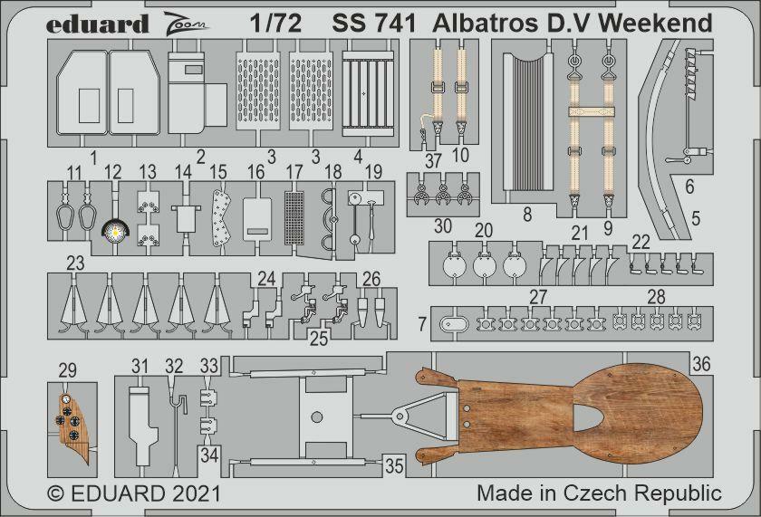 Eduard Accessories SS741 - 1:72 Albatros D.V Weekend 1/72 For Eduard - New