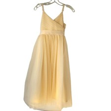 Tulle Satin Ballerina Gown Pageant Party Flower-Girl Adjust Strap Ivory Size 6-8