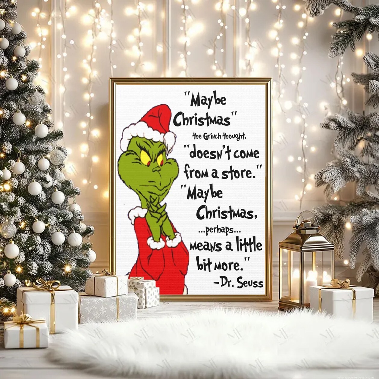 Christmas Movie Quote Poster Wall Art Decor - Grinch Saying - Present, No Frame