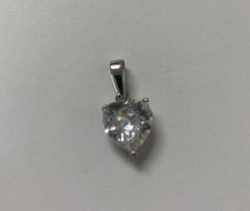 925 Sterling Silver Crystal Heart Pendant Necklace Elegant Gift