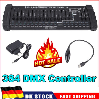 DMX512 Controller Konsole für Lichteffekt Bühnenlicht Party DJ Disco 384 Kanäle