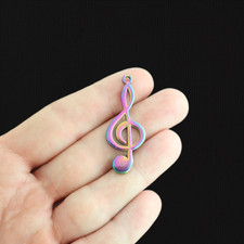 Music Note Rainbow Electroplated Stainless Steel Charm - SSP531