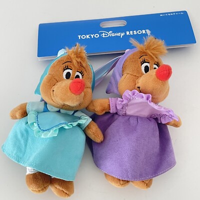 Disney Tokyo Japan Plush Cinderella Perla & Suzy Keychain Doll
