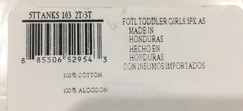 Fruit of the Loom Girls Toddlers Tanks 5 Pk - 2T/3T - Picture 4 of 4
