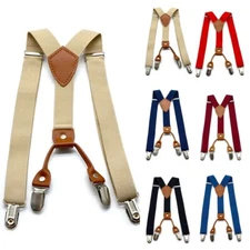Clips Suspenders 4 Clips Elastic Adjustable Braces Mens Womens Unisex Clip-on