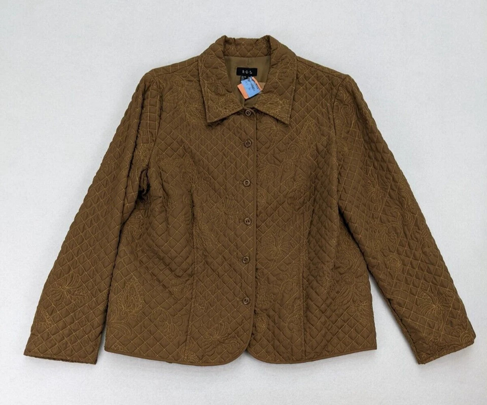 RQT Women's Jacket Size XL Brown Quilted Lightweight Classic Button Up - Image 2 of 4