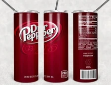 NEW DR PEPPER POP SODA CAN DRINK 20 OZ STAINLESS STEEL TUMBLER CUP + LID & STRAW