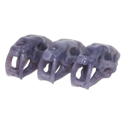 1pc 2.3'' Purple LILAC STONE Carved Saber-toothed Tiger Crystal Skull Healing