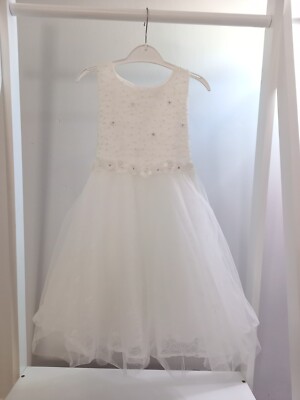 Brautjungfernkleid Mädchen 4 Jahre John Rocha weiß Hochzeitskleidung verziert