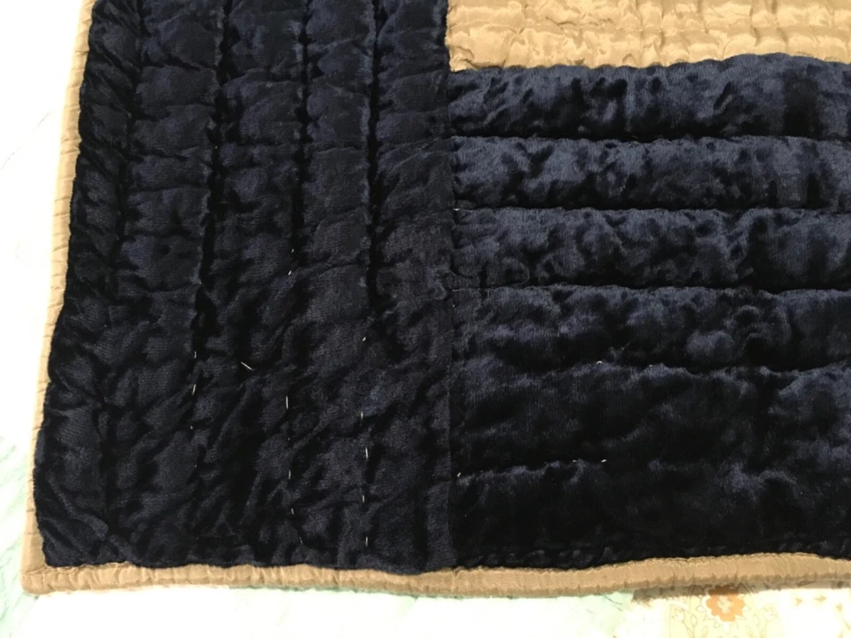 Throw blanket soft Velvet & Rayon 60 X 50 Boho gold purple navy green geometric - Image 3 of 4