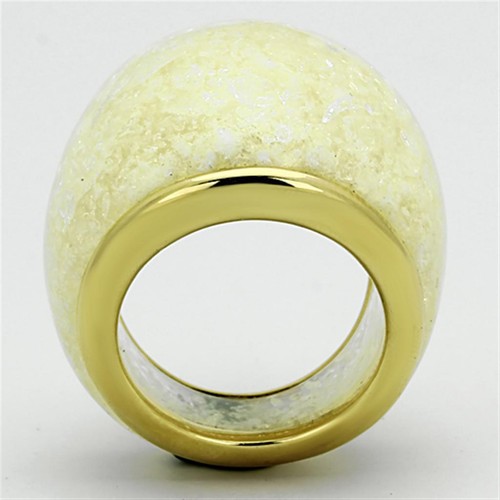 Stone ring yellow citrine wide dome contemporary band chunky gold steel - Picture 3 of 4