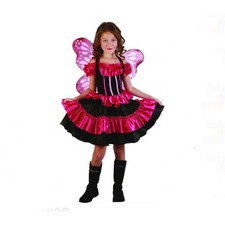 Pink Black Striking Butterfly Costume Dress Fairy w Wings Child Girls 8 Dlxe
