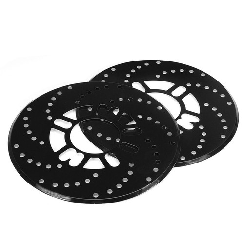 2Pcs Black Aluminium 2.95" Car Disc Brake Cover Decorative Rotor Cross Drilled - Picture 2 of 10