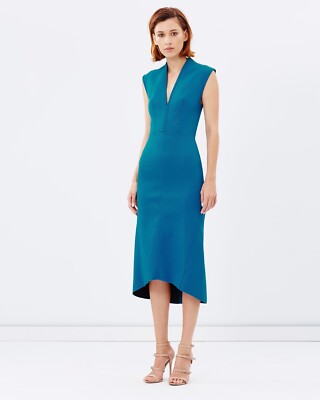 Ginger & Smart Women's Blue Rationale Dress Midi Cocktail Stretch Size 8 (US  4)