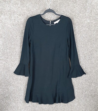 Ann Taylor LOFT Dress Womens S Black Ponte Knit A-line Ruffle Hem Stretch NWT