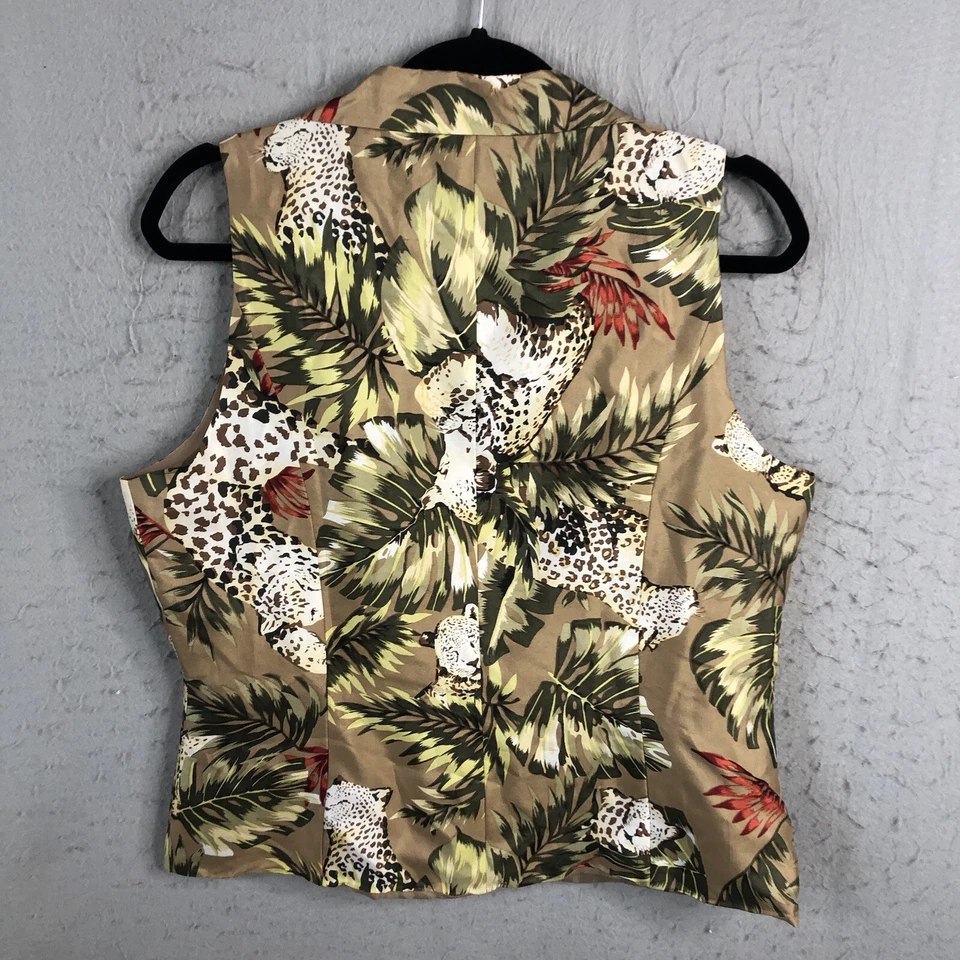 Silkland Top 女式 10 猎豹大猫 100% 真丝热带艺术穿度假村 — 第 4/4 张图片