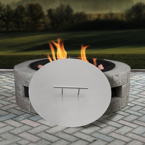 Indoor Outdoor Stainless Fire Pit Heat Deflector Round Cover Lid w