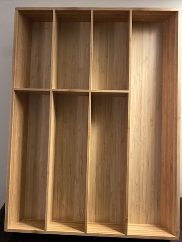 BAMBOO 7 COMPARTMENT SILVERWARE ORGANIZER BY IKEA NEW WITH STICKER - Picture 2 of 7