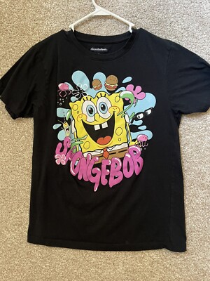 Adult Size Nickelodeon Spongebob Squarepants Black Graphic T Shirt