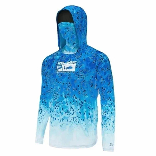 Ropa de pesca pelágica Upf 50+ máscara facial con capucha camisas de pesca para hombre al aire libre Su - Imagen 10 de 27