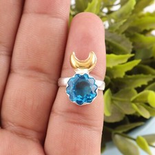 Blue Topaz Gemstone 925 Sterling Silver Ring Handmade Jewelry Ring Gift For