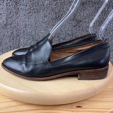 Madewell the Frances Loafer Womens 7.5 Black Leather Stack Heel Slip On Shoes