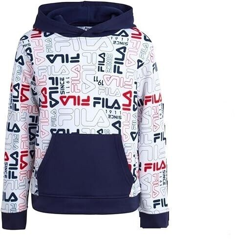 Felpa con cappuccio attiva ragazzo Fila logo classico blu navy taglia small (8) nuova