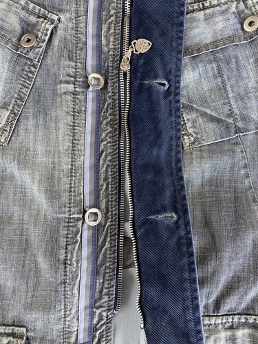 Diesel GENTA Denim Coat MA600 Military Mid Length Button Blue Men's Size XL VGC - Picture 18 of 19