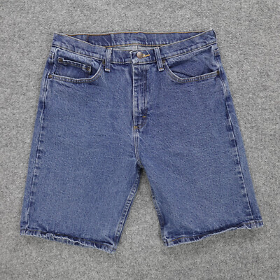 Wrangler Shorts Men 33 Blue Jean Denim Cotton Logo Durable Casual Basic Summer