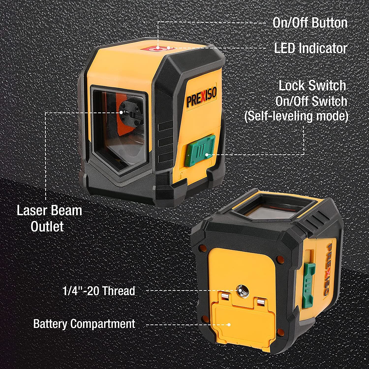 PREXISO Laser Level with Tripod 65Ft Self Leveling Cross Line Laser Level 360°
