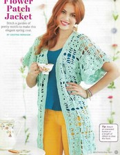 FLOWER PATCH JACKET SWEATER 3 SIZES WOMEN'S CROCHET PATTERN INSTRUCTIONS