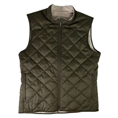 NIKE Golf Synthetic Repel Reversible Vest Green Tan Fleece Ck6074 