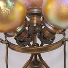 GORGEOUS! Antique QUEZAL Table Lamp Light Fixture Arts and Crafts Signed Shades — photo 5