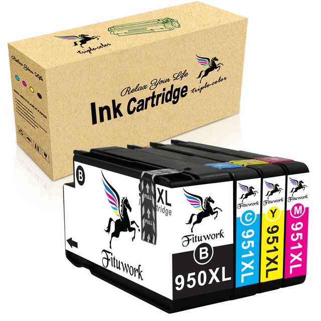4 PK 950XL 951XL Ink Cartridge Black & Color Combo Set for HP 950 951